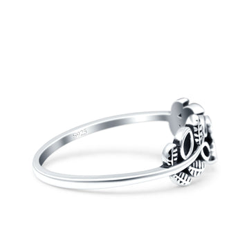 Leaves Oxidized Band Solid 925 Sterling Silver Thumb Ring (6mm)